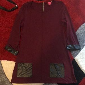 Burgundy and black dress